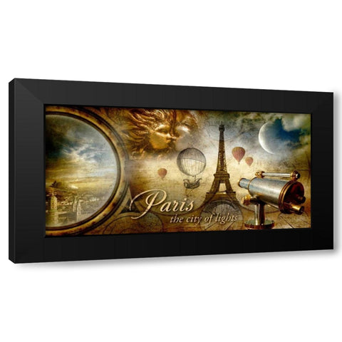 Collage Paris Fantasy Black Modern Wood Framed Art Print by Robert, Paul