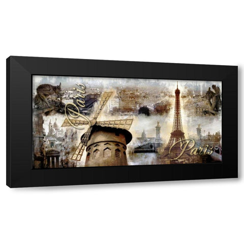 Collage Paris 03 Black Modern Wood Framed Art Print by Robert, Paul