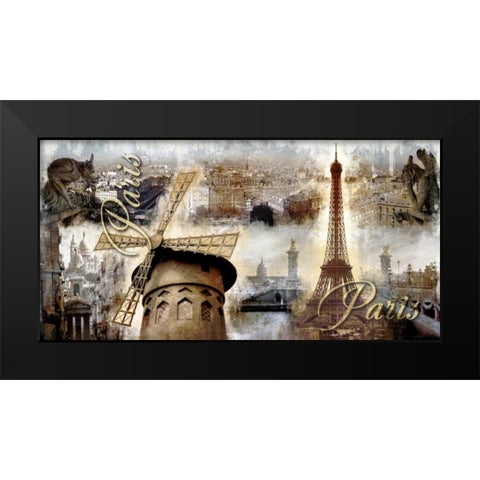 Collage Paris 03 Black Modern Wood Framed Art Print by Robert, Paul