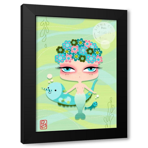Mermaid Black Modern Wood Framed Art Print with Double Matting by Yuste, Patricia