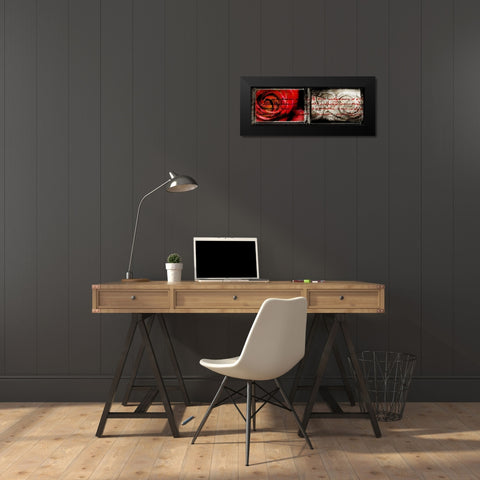 Letter and Roses Black Modern Wood Framed Art Print by Willow, Susan P.