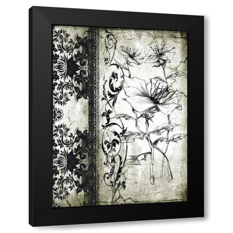 Rose Vintage I B Black Modern Wood Framed Art Print with Double Matting by Willow, Susan P.