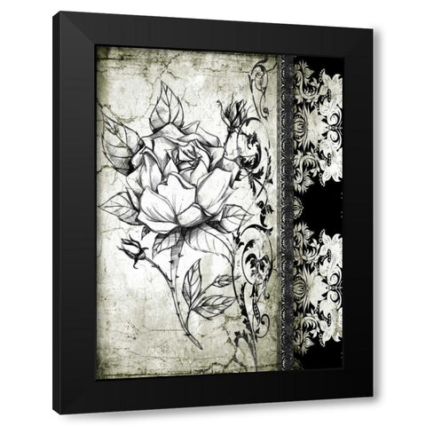 Rose Vintage I A Black Modern Wood Framed Art Print with Double Matting by Willow, Susan P.