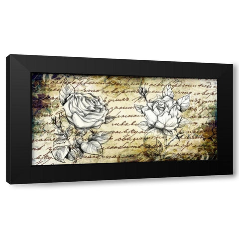 Retro Roses II Black Modern Wood Framed Art Print with Double Matting by Willow, Susan P.