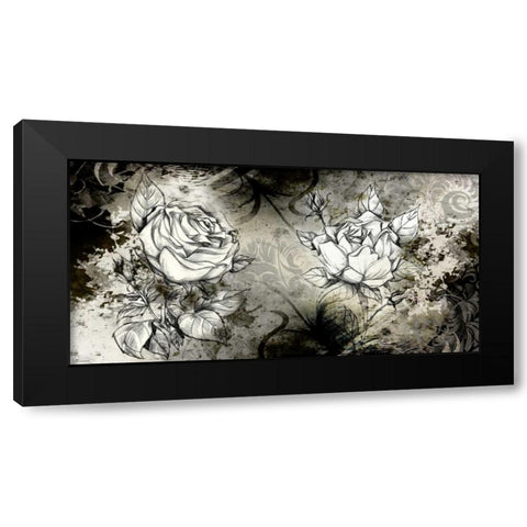 Retro Roses I Black Modern Wood Framed Art Print with Double Matting by Willow, Susan P.