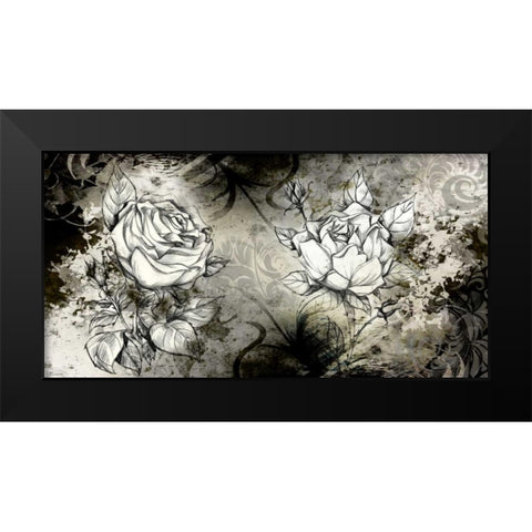 Retro Roses I Black Modern Wood Framed Art Print by Willow, Susan P.