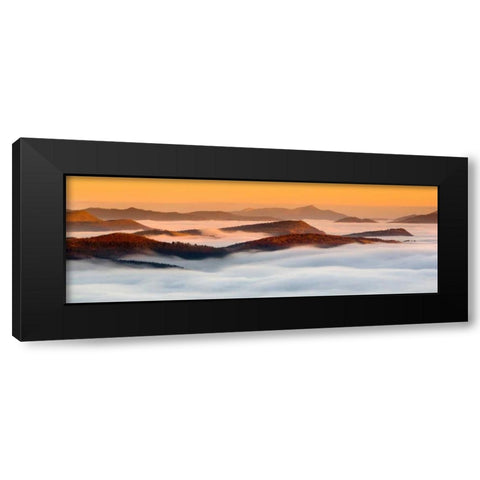 Boats in the mist Black Modern Wood Framed Art Print with Double Matting by Vera, Urtzi