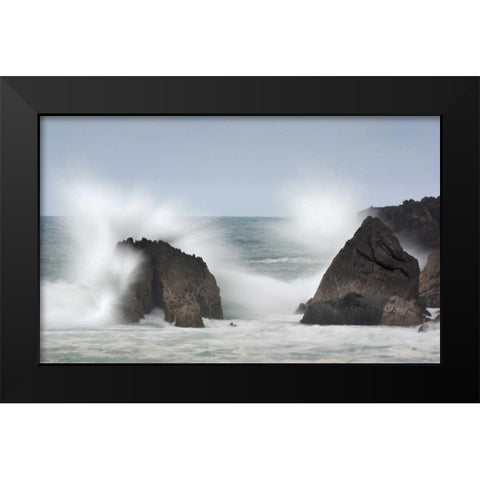 Game waves Black Modern Wood Framed Art Print by Vera, Urtzi