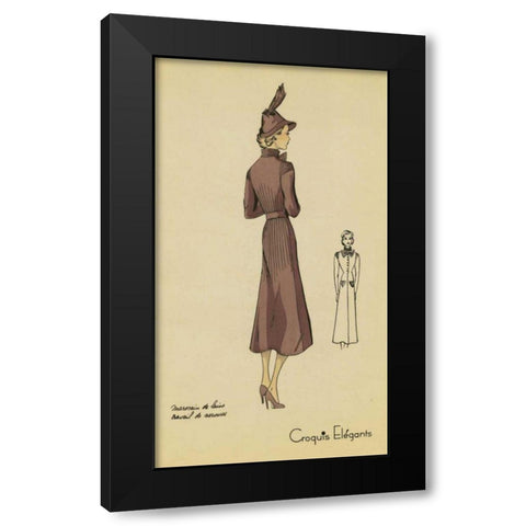 Ladies Fashion I Black Modern Wood Framed Art Print by Unknown