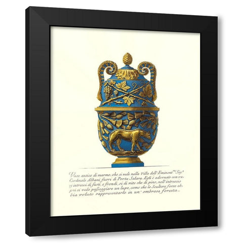 Blue Urn II Black Modern Wood Framed Art Print with Double Matting by Piranesi