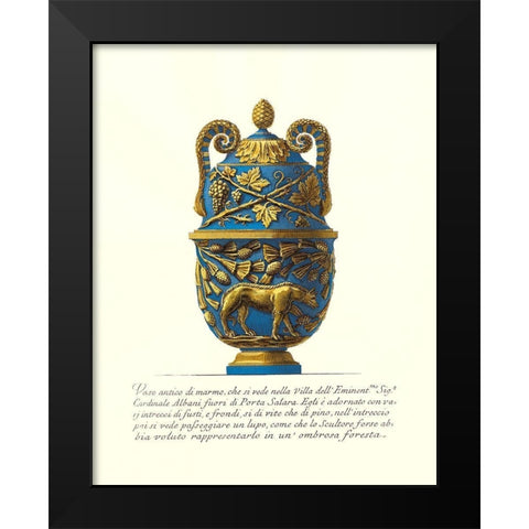 Blue Urn II Black Modern Wood Framed Art Print by Piranesi