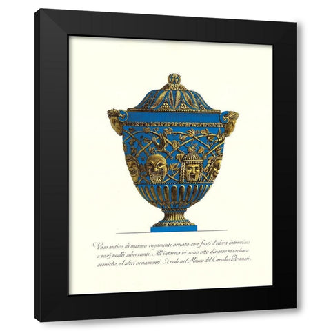 Blue Urn III Black Modern Wood Framed Art Print with Double Matting by Piranesi