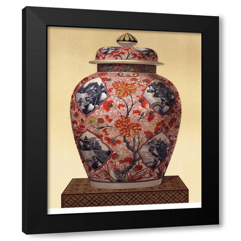 Oriental Blue Vase III Black Modern Wood Framed Art Print with Double Matting by Unknown