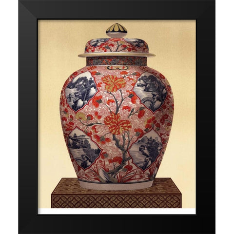 Oriental Blue Vase III Black Modern Wood Framed Art Print by Unknown