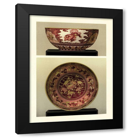 Oriental Bowl and Plate I Black Modern Wood Framed Art Print with Double Matting by Unknown