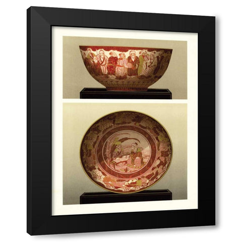 Oriental Bowl and Plate II Black Modern Wood Framed Art Print by Audsley, George