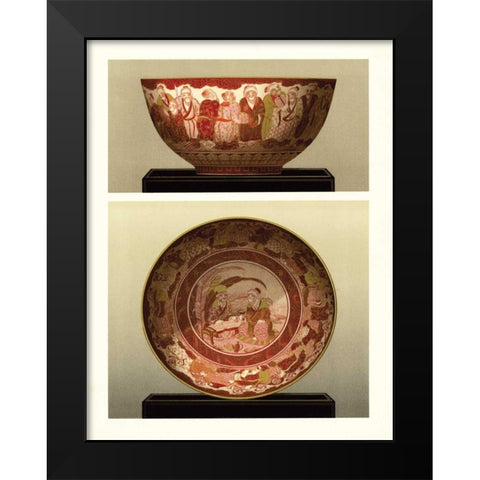 Oriental Bowl and Plate II Black Modern Wood Framed Art Print by Audsley, George