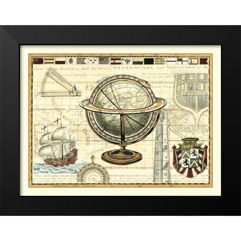 Nautical Map II Black Modern Wood Framed Art Print by Bookman, D.