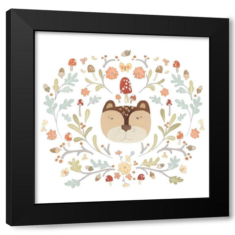 Whimsical Woodland Faces I Black Modern Wood Framed Art Print with Double Matting by Vess, June Erica