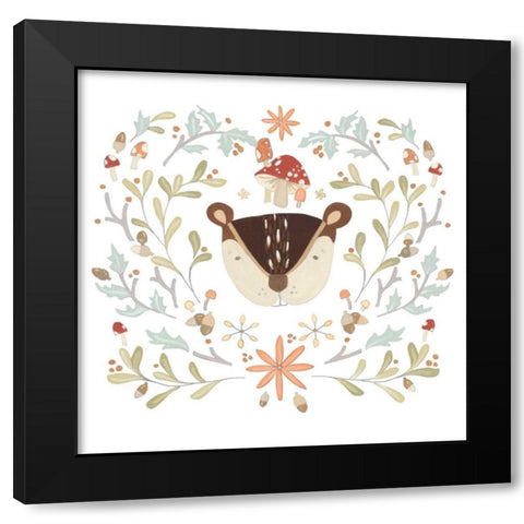 Whimsical Woodland Faces II Black Modern Wood Framed Art Print with Double Matting by Vess, June Erica