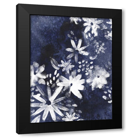 Indigo Floral Gesture I Black Modern Wood Framed Art Print with Double Matting by Vess, June Erica