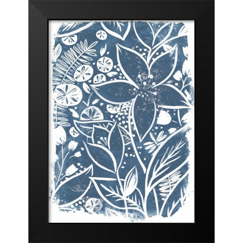 Garden Batik I Black Modern Wood Framed Art Print by Vess, June Erica
