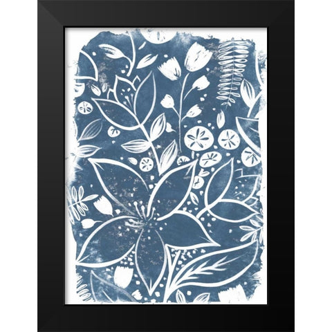 Garden Batik II Black Modern Wood Framed Art Print by Vess, June Erica