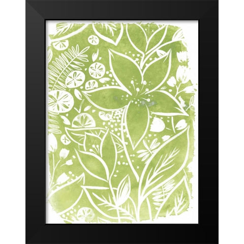 Garden Batik III Black Modern Wood Framed Art Print by Vess, June Erica