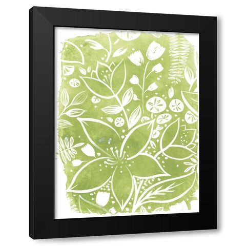 Garden Batik IV Black Modern Wood Framed Art Print with Double Matting by Vess, June Erica