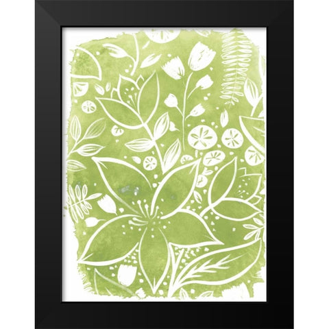 Garden Batik IV Black Modern Wood Framed Art Print by Vess, June Erica