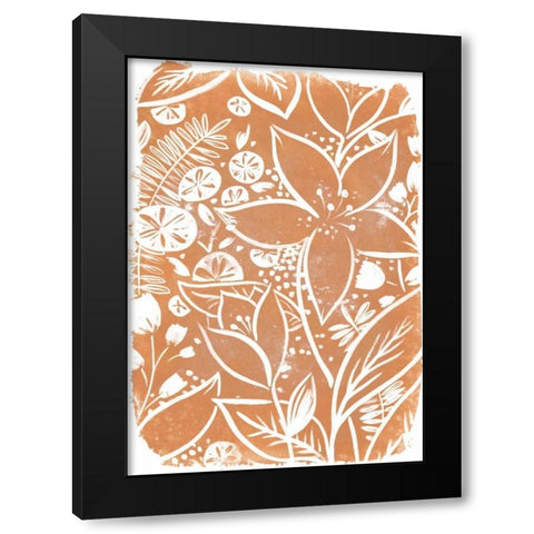 Garden Batik V Black Modern Wood Framed Art Print with Double Matting by Vess, June Erica