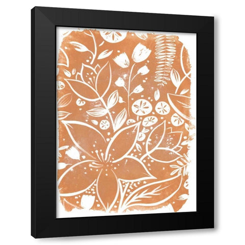 Garden Batik VI Black Modern Wood Framed Art Print by Vess, June Erica