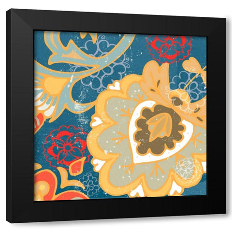 Paisley Blossom Red II Black Modern Wood Framed Art Print with Double Matting by Mark, Leslie