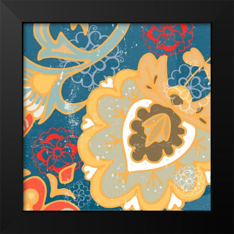 Paisley Blossom Red II Black Modern Wood Framed Art Print by Mark, Leslie