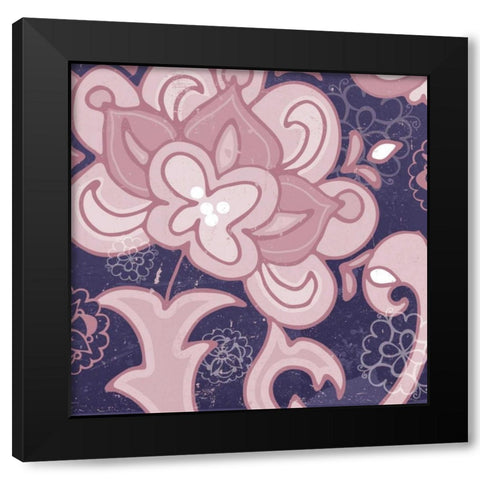 Paisley Blossom Mauve I Black Modern Wood Framed Art Print by Mark, Leslie