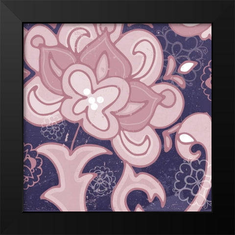 Paisley Blossom Mauve I Black Modern Wood Framed Art Print by Mark, Leslie