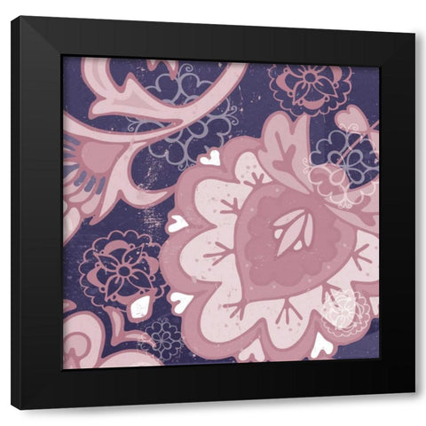 Paisley Blossom Mauve II Black Modern Wood Framed Art Print by Mark, Leslie