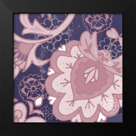 Paisley Blossom Mauve II Black Modern Wood Framed Art Print by Mark, Leslie
