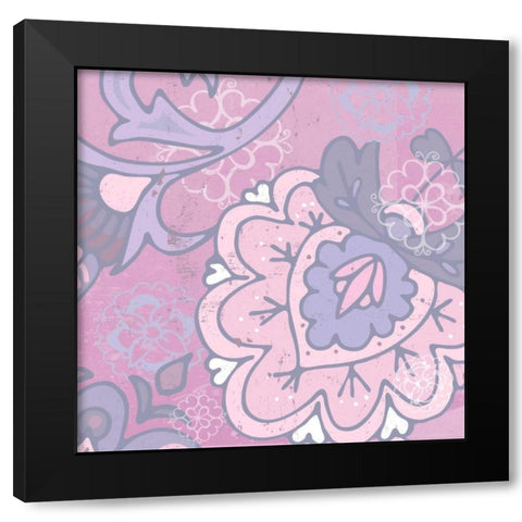 Paisley Blossom Pink II Black Modern Wood Framed Art Print by Mark, Leslie