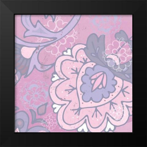 Paisley Blossom Pink II Black Modern Wood Framed Art Print by Mark, Leslie
