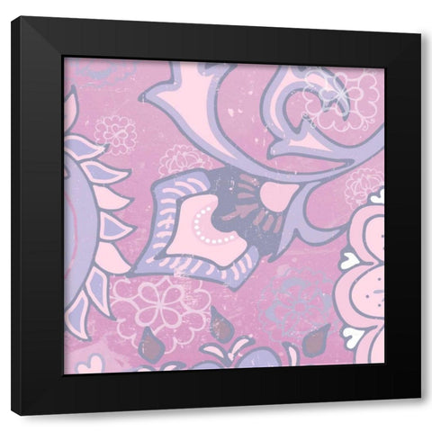 Paisley Blossom Pink III Black Modern Wood Framed Art Print with Double Matting by Mark, Leslie