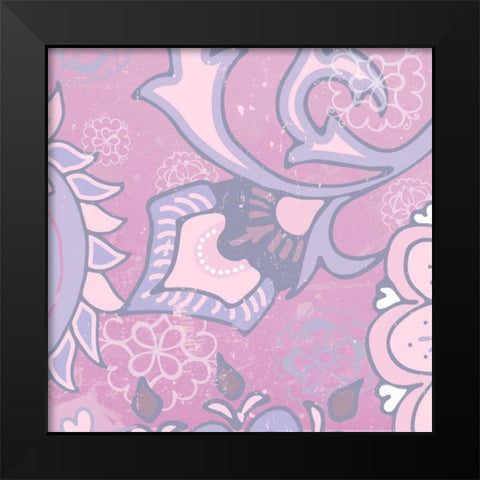 Paisley Blossom Pink III Black Modern Wood Framed Art Print by Mark, Leslie
