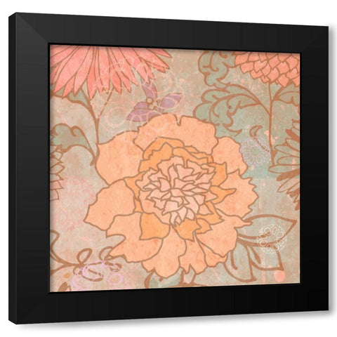 Floral Punch I Black Modern Wood Framed Art Print with Double Matting by Mark, Leslie