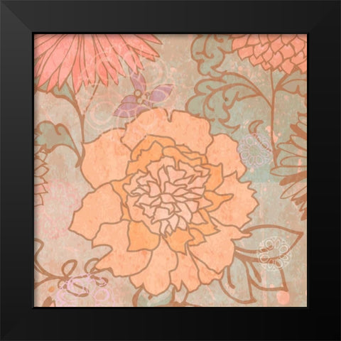 Floral Punch I Black Modern Wood Framed Art Print by Mark, Leslie