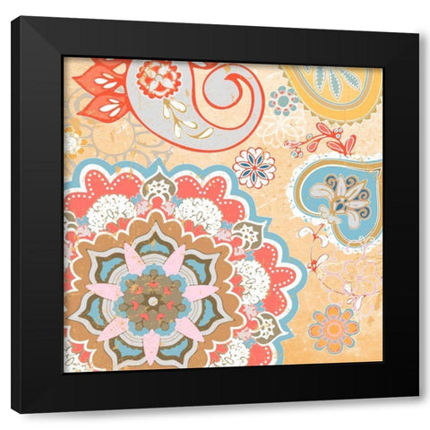 Paisley Faire V Black Modern Wood Framed Art Print by Mark, Leslie