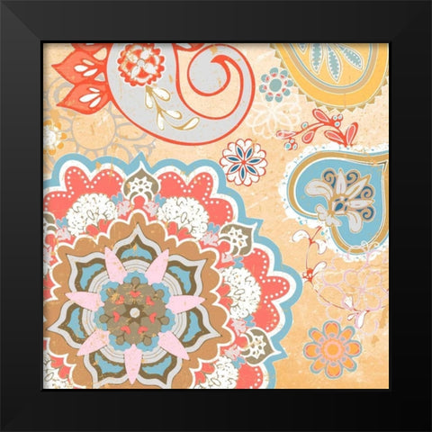 Paisley Faire V Black Modern Wood Framed Art Print by Mark, Leslie