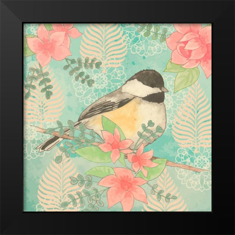 Chickadee Day I Black Modern Wood Framed Art Print by Mark, Leslie