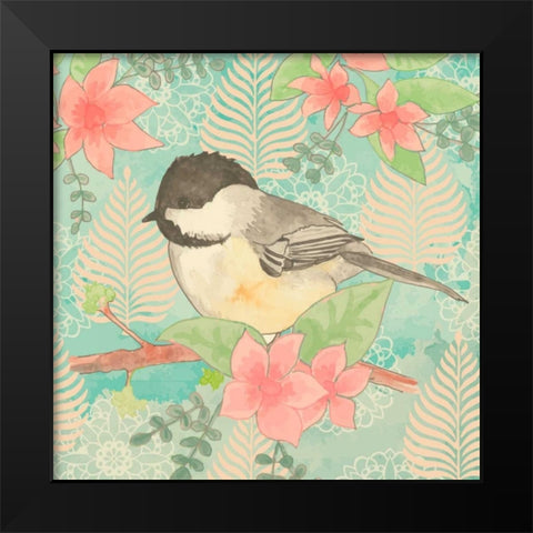 Chickadee Day II Black Modern Wood Framed Art Print by Mark, Leslie