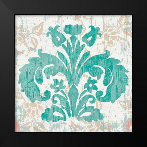 Damask Stamp III Black Modern Wood Framed Art Print by Mark, Leslie