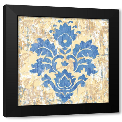 Damask Stamp IV Black Modern Wood Framed Art Print with Double Matting by Mark, Leslie